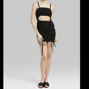 Women's Sleeveless Cut Out Ruched Front Bodycon Dress